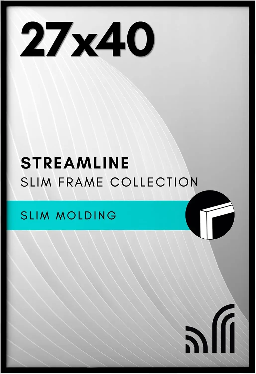 

27x40 Picture Frame with Polazed Plexiglass - Thin Border for Wall Display - Hanging Hardware Included - Black