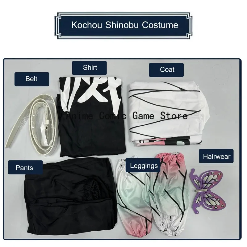 2025 nuevo en Stock Kochou Shinobu Cosplay disfraz peluca adultos niños Anime Kimono uniforme fiesta de Halloween para mujeres niñas Ful ★ ☆ ★