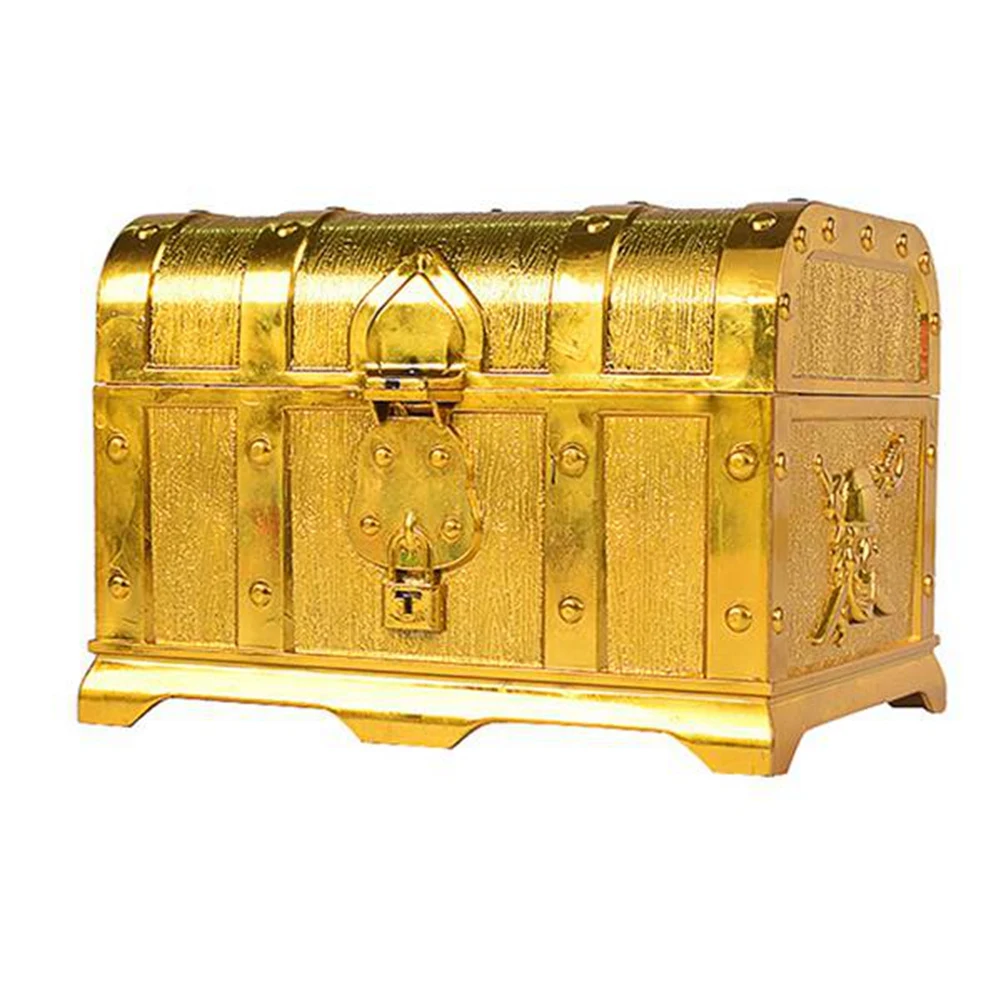 A84X-Pirate Treasure Chest Decorative Treasure Chest Keepsake Jewelry Box Plastic Treasure Boxes Party Decor Large Size