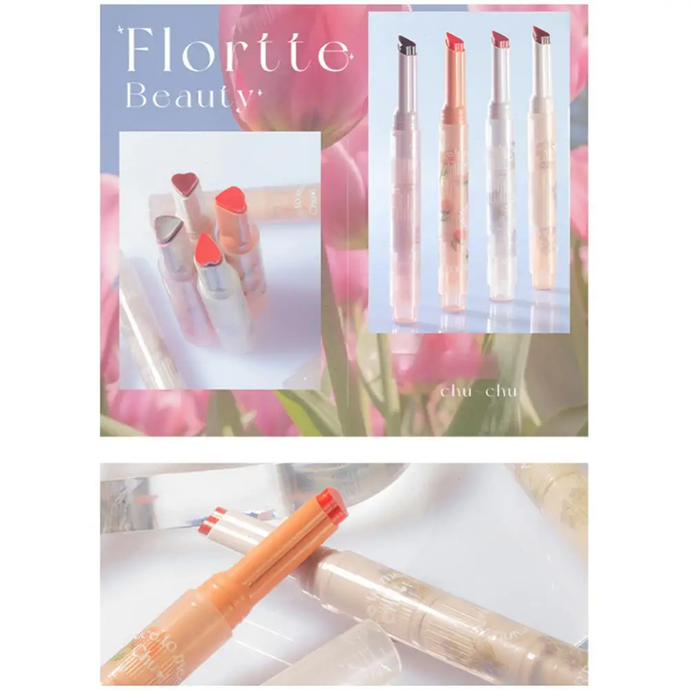 FLORTTE Chu Jelly Lipstick Floria First Kiss Love Series Pen Mirror Water Light Lip Glaze Hydrating Water Women Beauty Cosmetics