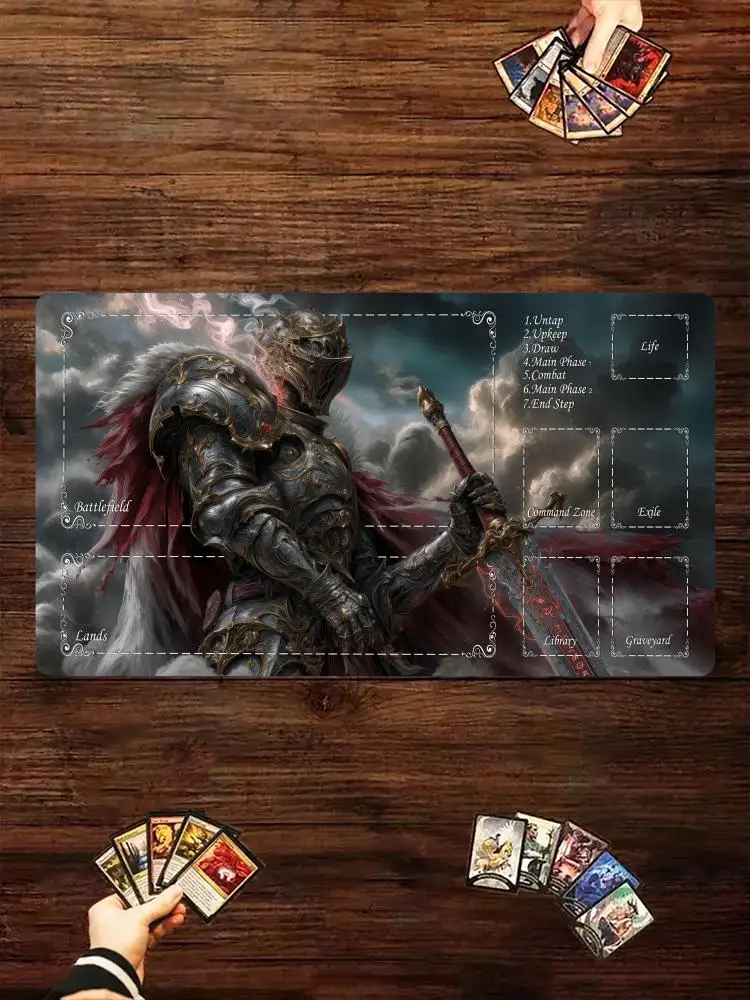Misteriowna Mata do Gry TCG Cool Knight, Mata do Bitew Magicznych Kart, Antypoślizgowa, Wytrzymała, Szyta Krawędź, 35X60CM, Mata na Biurko, Tapete, Mata Magiczna — zdjęcie produktu 7