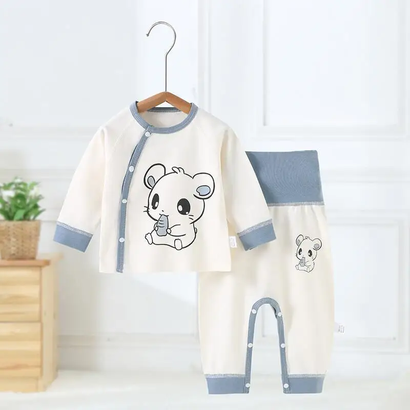 

Детские пижамы, нижнее белье из чистого хлопка, термобелье с разрезом для мальчиков и девочек, весенне-осенняя одежда для младенцев, костюмы с длинной талией, класс