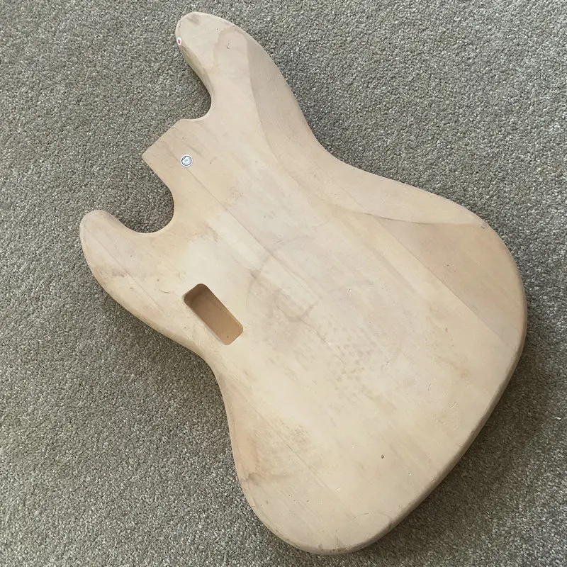 IB378 Solid Basswood Jazz Bass Body Unfinished in Solid Basswood No Paints Active Pickups Design for Electric Bass Replace DIY