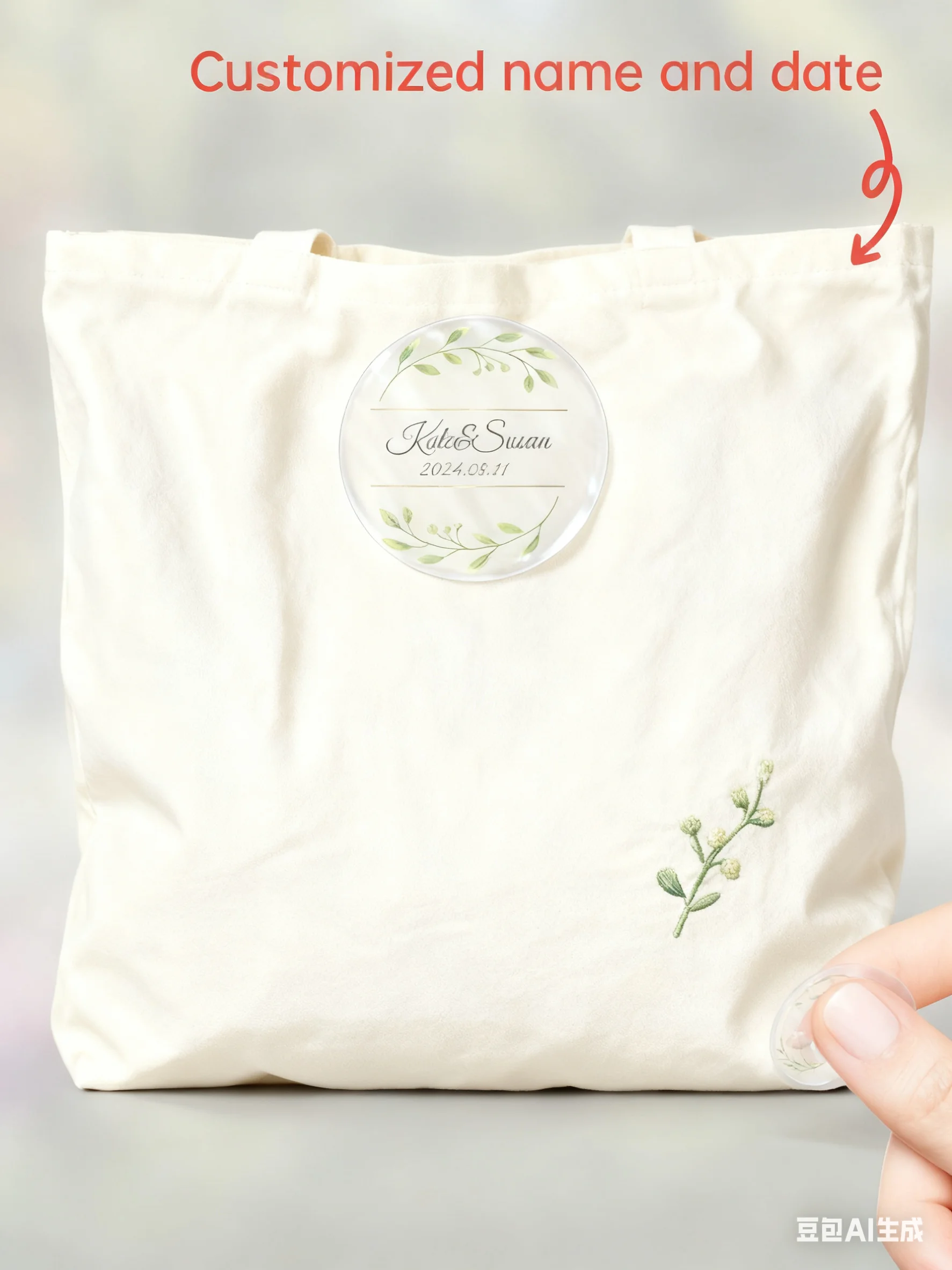 Customized Floral Wedding Circular Stickers Name Date White Background For Candy Box Gift Sealing Baking Weddings Birthdays Vale