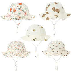 Spring Summer Baby Sun Hat Soft Solid Color Cotton Muslin Boys Girls Bucket Hat Adjustable Outdoor Baby Panama Sun Cap Bonnet