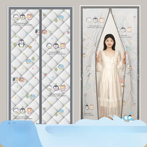 가정용 문짝 커튼, 두꺼운 방풍 내한 문짝 스크린, 옥스포드 천, 열 자석 문짝 커튼, 겨울 