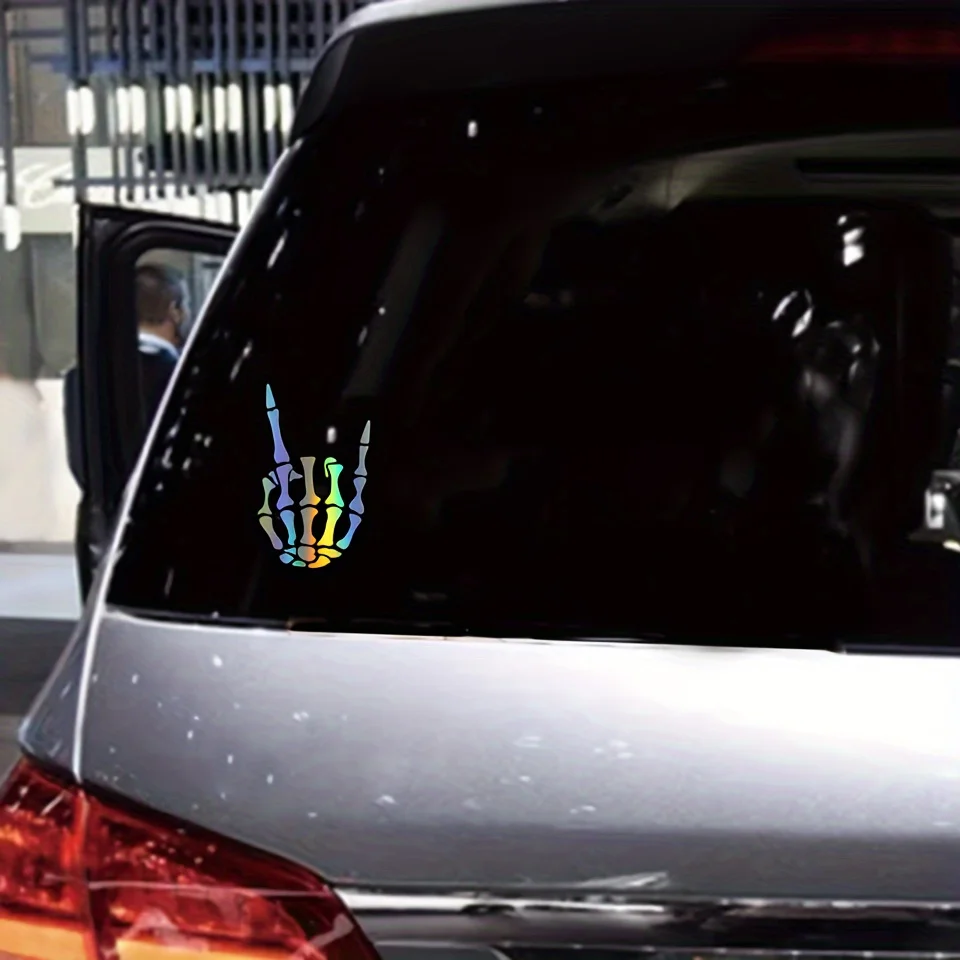 Car Stickers Laser Ghost Claw Hand Skull Decal Decoration Personalized Car Window Glass Rear Bumper Window Decal Creative