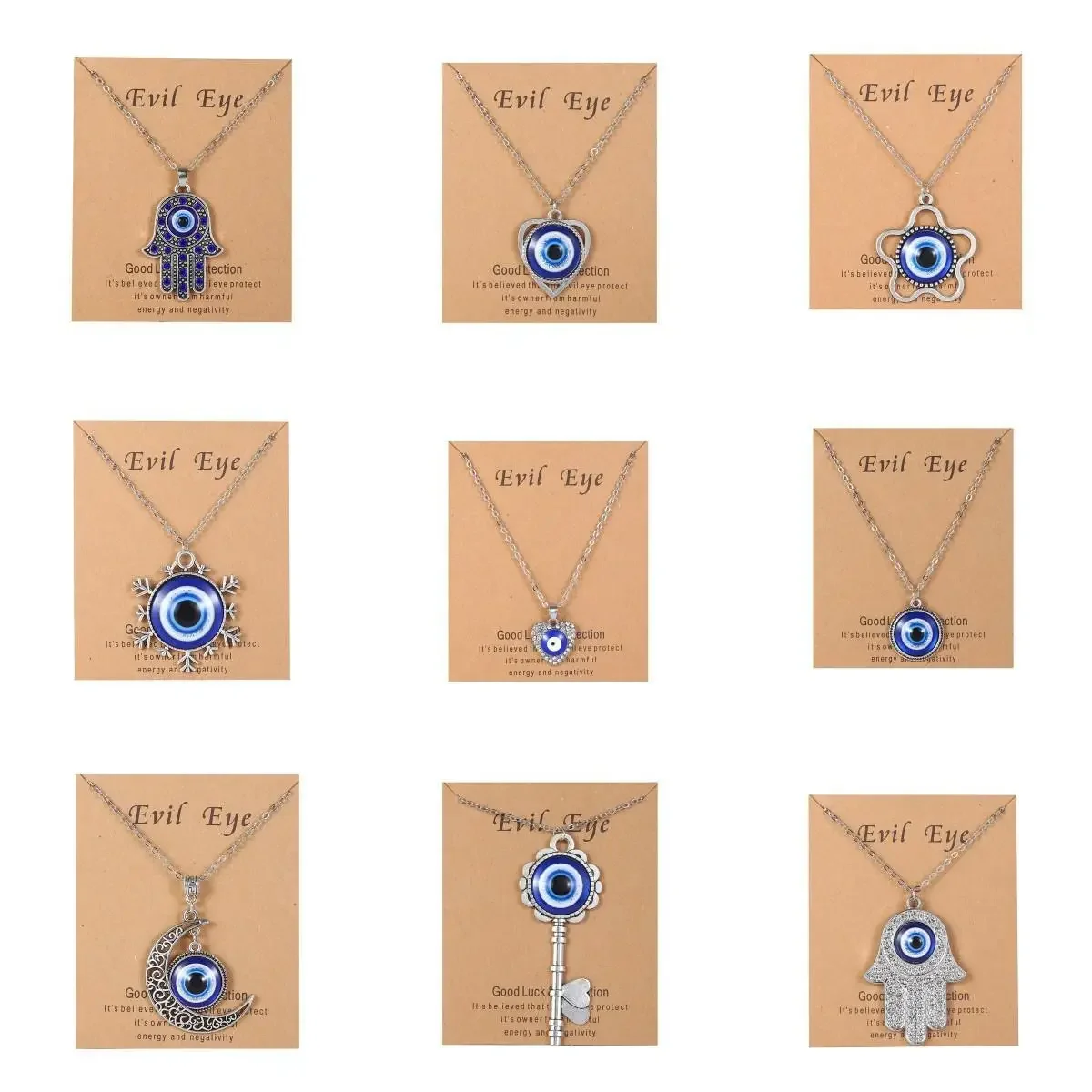 Lucky Eye Glass Card Blue Turkish Evil Eye Pendant Charm for Necklace Bracelet Wall Hanging Fashion Jewelry Making Accessories