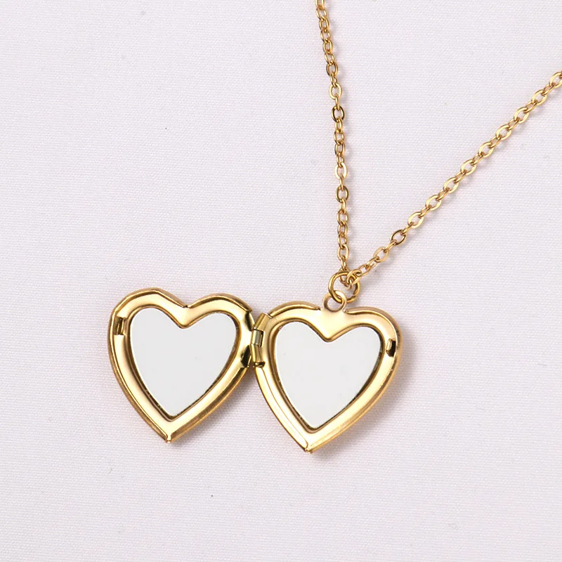 10pcs Sublimation Blank Heart&Round Pendants Necklace Peach Heart Love Photo Necklace Pendant For Valentine‘s &Friend\'s Gift