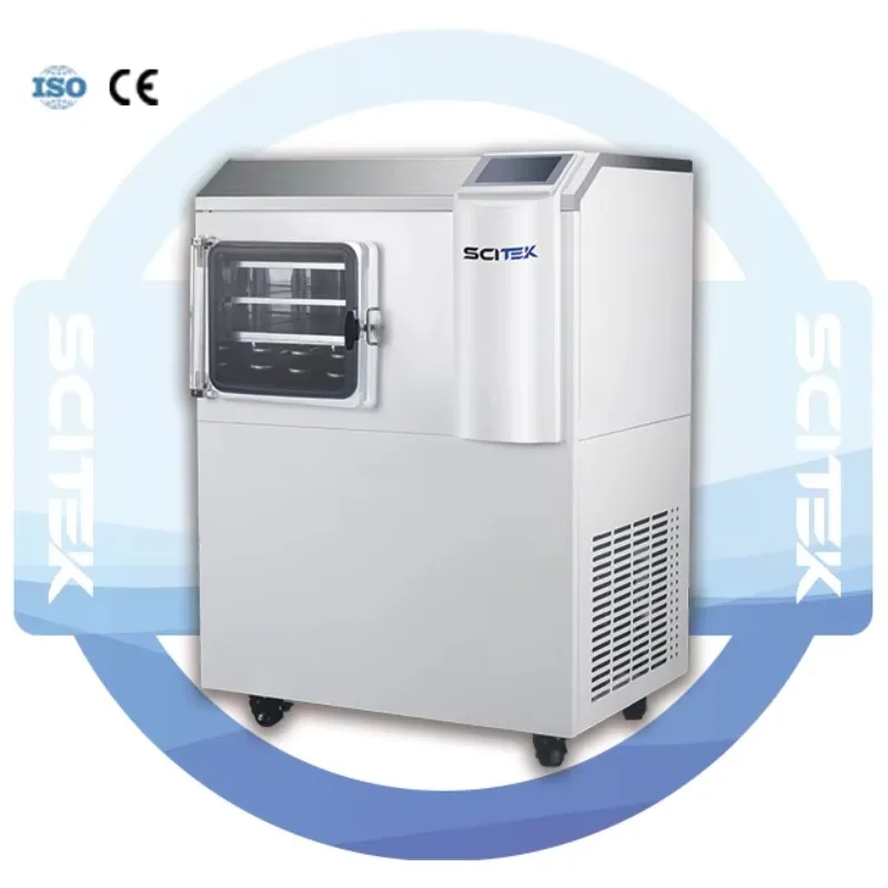 SCITEK Pilot Freeze Dryer -60℃ Cold Trap Temp. 0.12m2 Freeze-Drying Area 300x400mm Tray Size Microprocessor Control Touch Screen