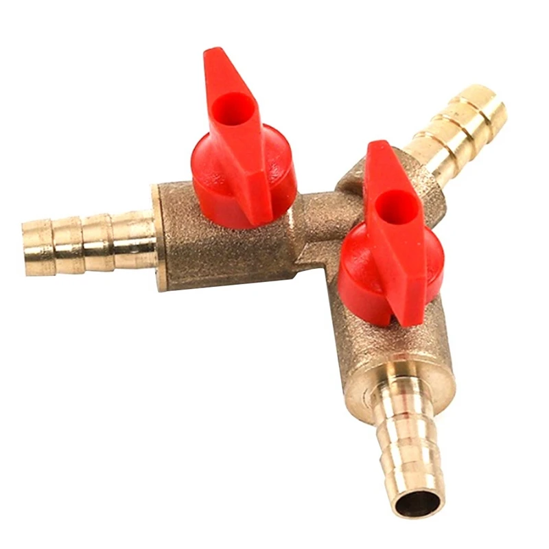 4Pcs 3 Way Shut Off Ball Valve / Valve Clamp Fitting Hose Barb Fuel Gas 8mm Brass Y Type Ball Valve for Garden Tool-A69M view 6