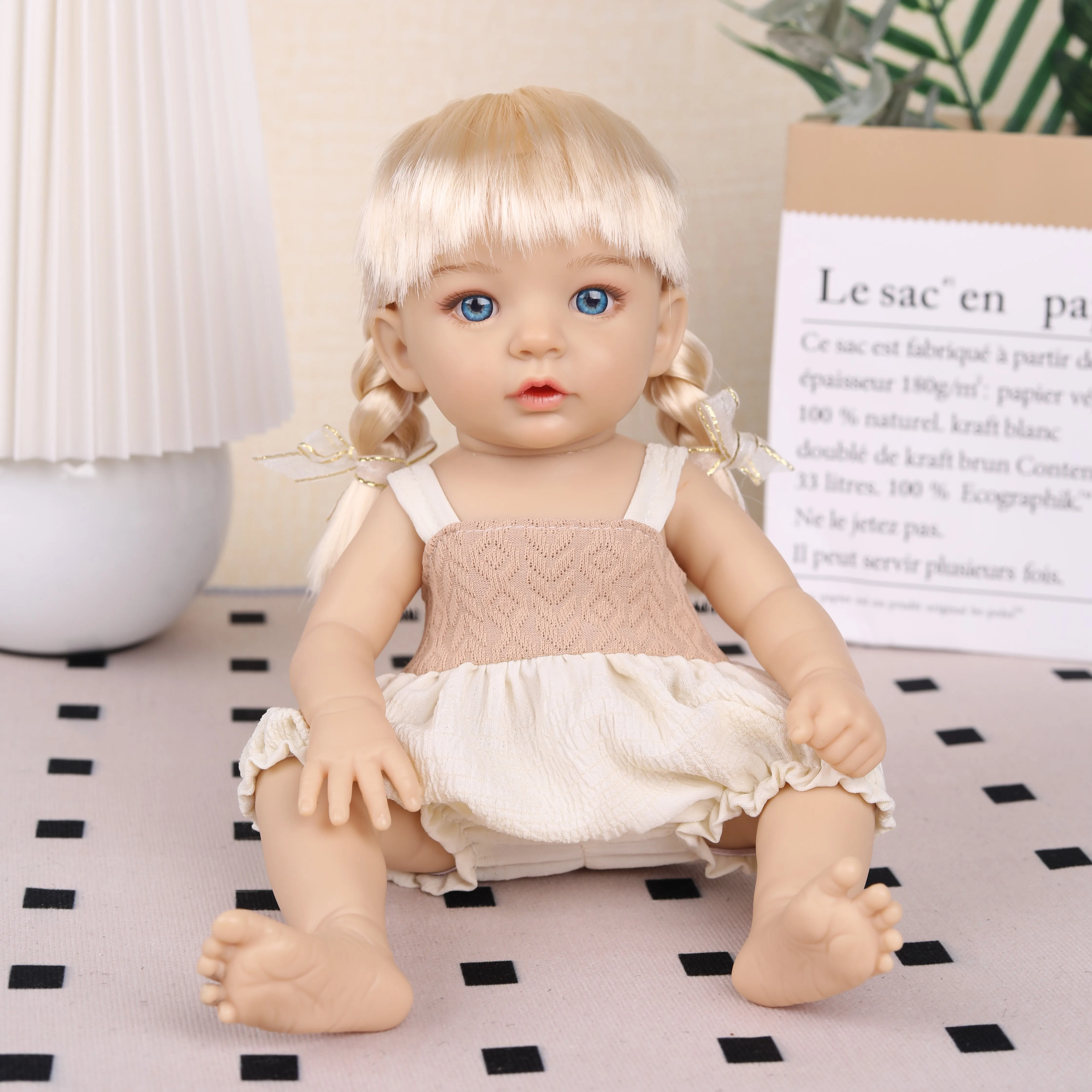 12 inch Baby Doll Cute Madeup Doll 3D Bule Eyes Full Vinyl Body Dress Up Fashion Clothes DIY Kids Toys For Girl Gift