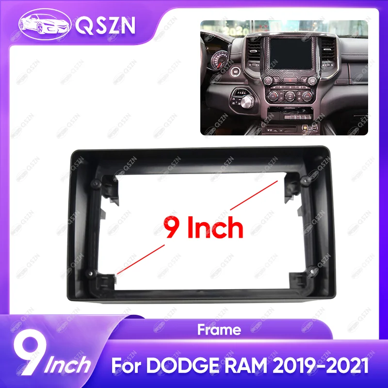 For DODGE 2019-2021 RAM 9INCH Car Radio Android Stereo Audio Screen Multimedia Video Player Navigation Frame Matten Black