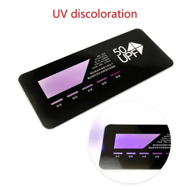 UV Test Card Quick Test UPF Sensor Easy Measurement Quick Detection for Skin for Protection Color Deeeper UV for Stronge