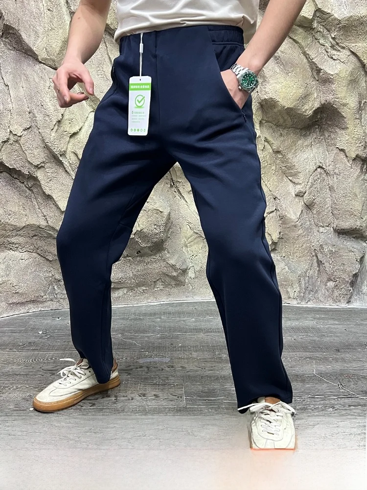 

Мужские уличные повседневные брюки с эластичной резинкой на талии, вязаные дышащие полиэстеровые хлопковые брюки, осень-зима, новые удобные брюки