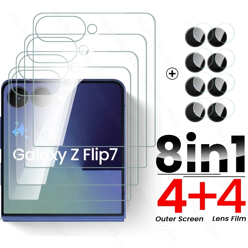Sumsung ZFlip 7 tui 8In1 9H verre tremp protecteur d'cran extrieur pour Samsung Galaxy Z Flip 7 Flip7 ZFlip7 5G 2025 verre d'appareil photo