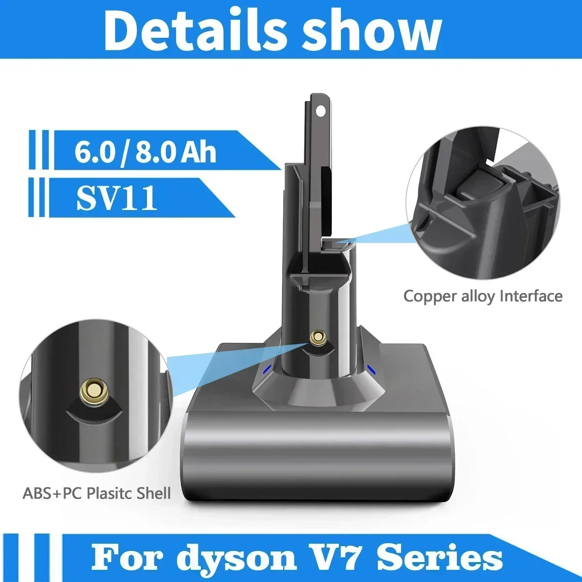 for Dyson Vacuum Cleaner Battery V6 V7 V8 V10 V11 Type  SV07 SV09 SV10 SV12 DC62 Dyson Handheld Vacuum Cleaner Spare Battery