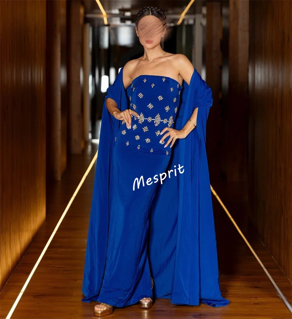 맞춤형 라인스톤 스트랩리스 롱 드레스, 특별한 날, 프롬, 여성용 럭셔리 숄 이브닝 파티 가운, 정교한 글리터