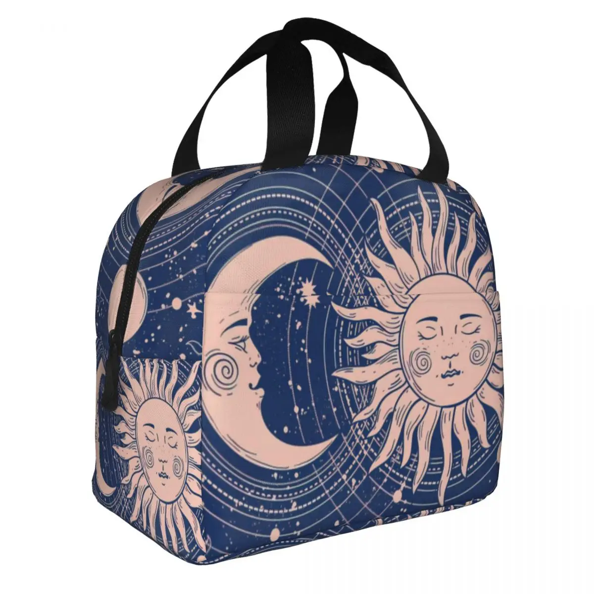 

Universe Crescent Moon And Sun Lunch Bento Bags Portable Aluminum Foil thickened Thermal Cloth Lunch Bag for Women Men Boy