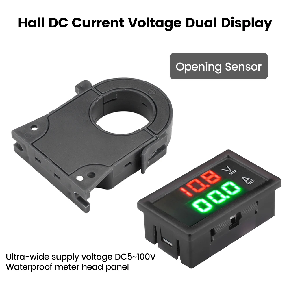 Hall Ammeter Voltmeter Hall sensor DC 0-300V ± 50A 100A 200A 400A Battery Monitor LED Digital Current Voltage meter DC 5~100V