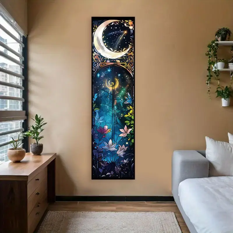 VIKAMA Retro Flower Life Vine Strip Tapestry, Vintage Floral Wall Hanging for Entrance Hallway Room Decor