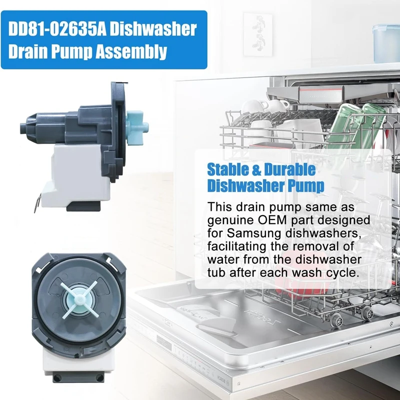 เครื่องล้างจาน DD81-02635A ปั๊มระบายน้ำ B20-3A01สำหรับ Samsung เครื่องล้างจานปั๊มระบายน้ำ DW80R2031US เปลี่ยนชิ้นส่วนเครื่องล้างจาน