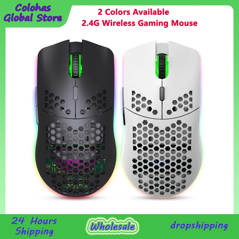 New HXSJ T66 RGB 2.4G Wireless Gaming Mouse RGB Lighting Charging Mouse with Adjustable DPI Ergonomic Design for Desktop Laptop