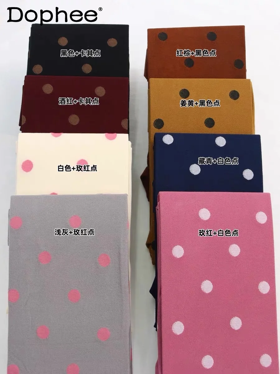 

Japanese Original Spring and Autumn Soft Thin Velvet Polka Dot Jacquard Base Pantyhose Retro Slimming Footed Tights for Women