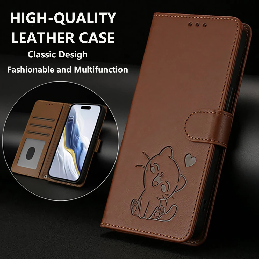 

Flip Case For Xiaomi 14 Ultra 14T 13T 12T 12S 11T 10T 13 Pro 5G 3D Emboss Cat Leather Wallet Etui Mi 10T 11 12 13 Lite 12X Funda
