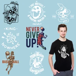 Skull Skeleton Ironing stickers Patches for clothing diy craft Stickers on fabric DIY Appliques Heat Transfer PVC Patch
