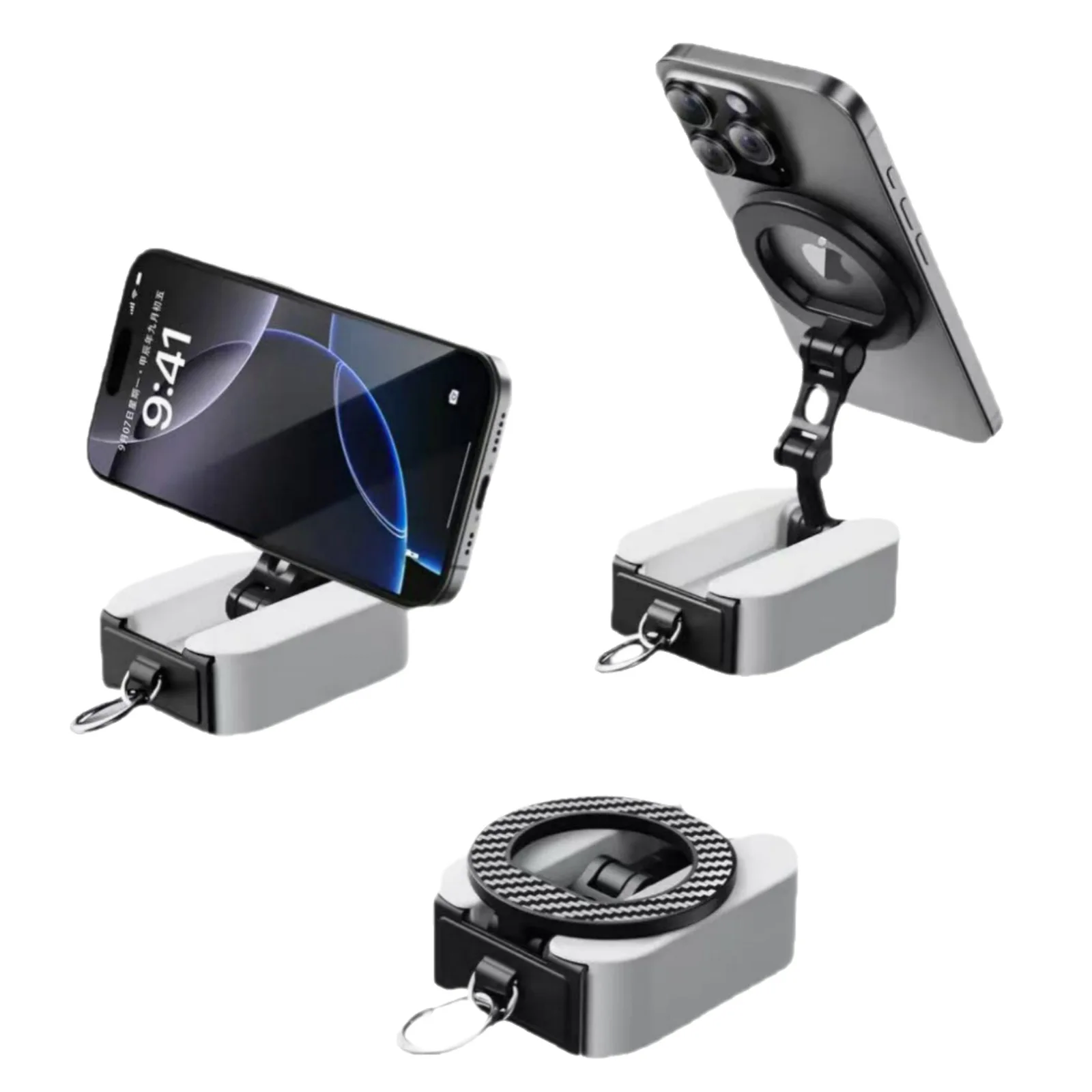 

Ленивый двусторонний магнитный держатель для телефона, боковой телескопический зажим, складной кронштейн для мобильного телефона для автомобиля/тренажерного зала/кухни для iPhone 17