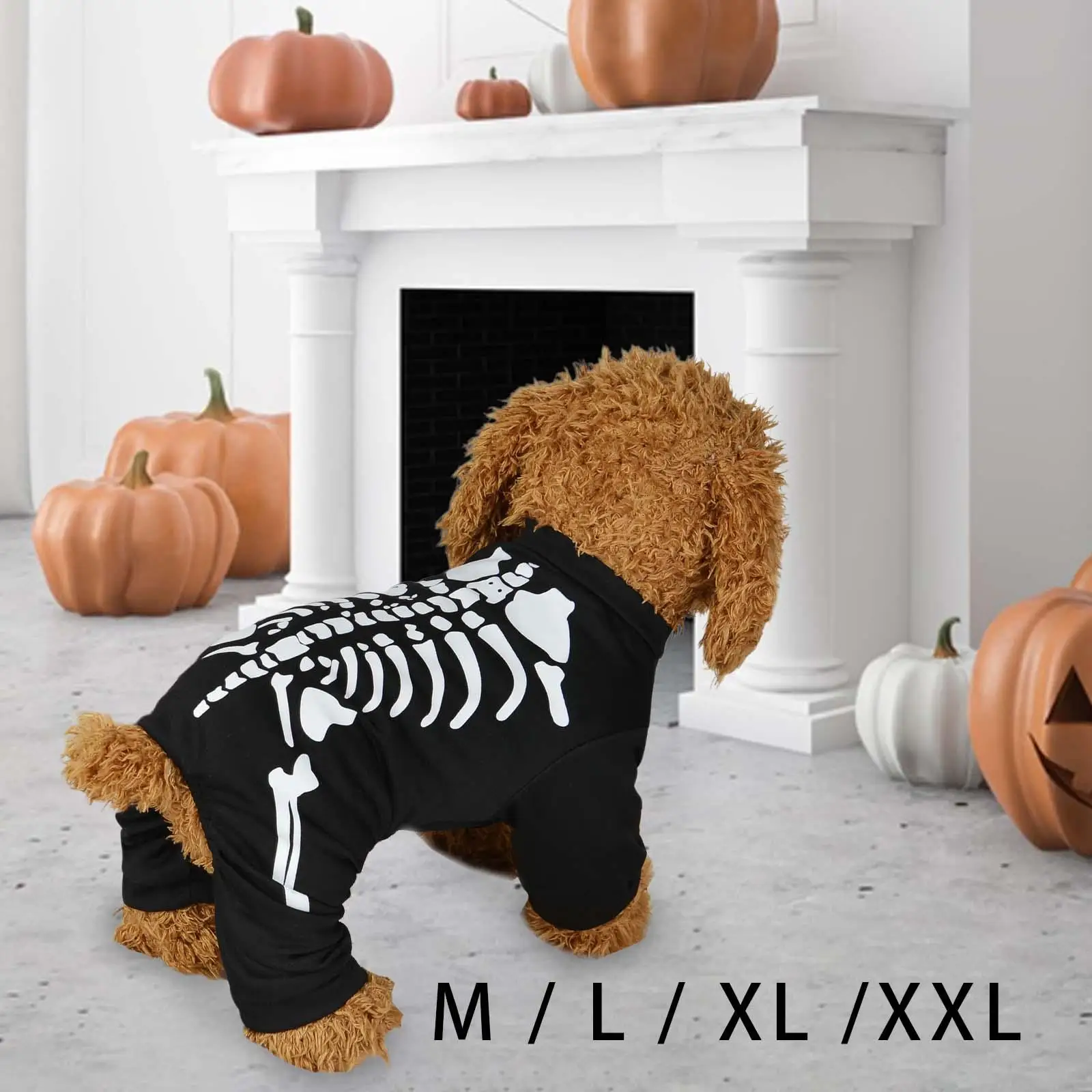 Halloween Dog Skeleton Costume Jumpsuit Fancy Dress Decorations Apparel for Dogs