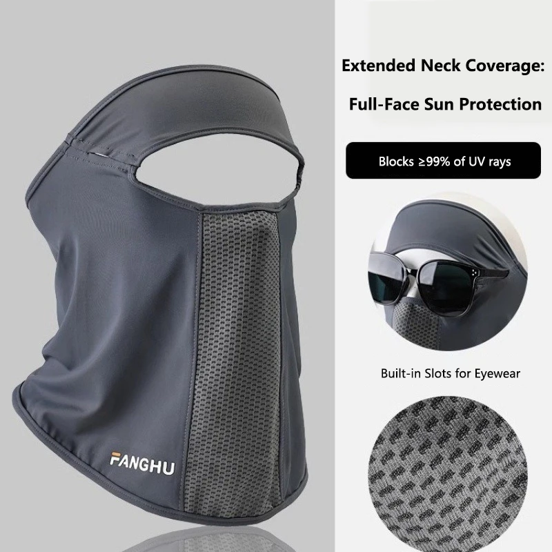 

1pcs Facial Gini Summer Sports Ear Cord Scarves Mask Neck Protection Antiuv Ice Silk Sunscreen Mask Face Veil with Eyeglass Hole