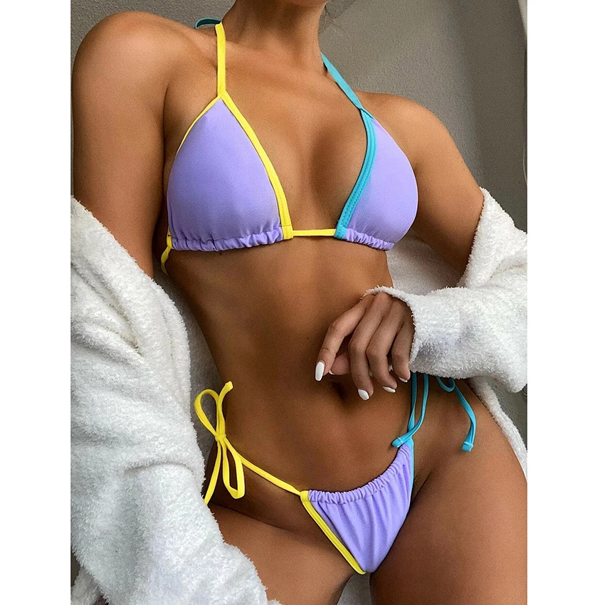 Swimwear Women Thong Velvet Swimsuit Sexy Push Up Micro Bikinis Set Swimming Bathing Suit Beachwear Brazilian Bikini