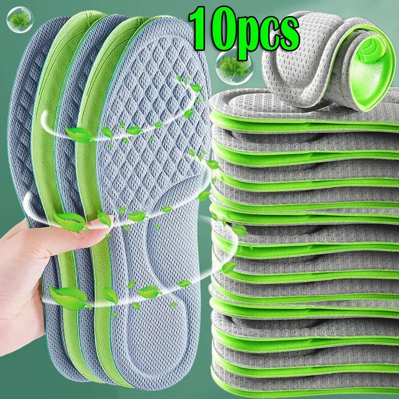 12pcs Memory Foam Orthopedic Insoles Shoe Pad Men Women Nano Antibacterial Deodorization Insole Sweat Absorption Running Cushion