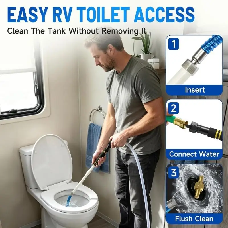 M76E Wohnmobil-Sanitärspülwerkzeug mit Spülkopf für die Toilettentankpflege – Detail 9