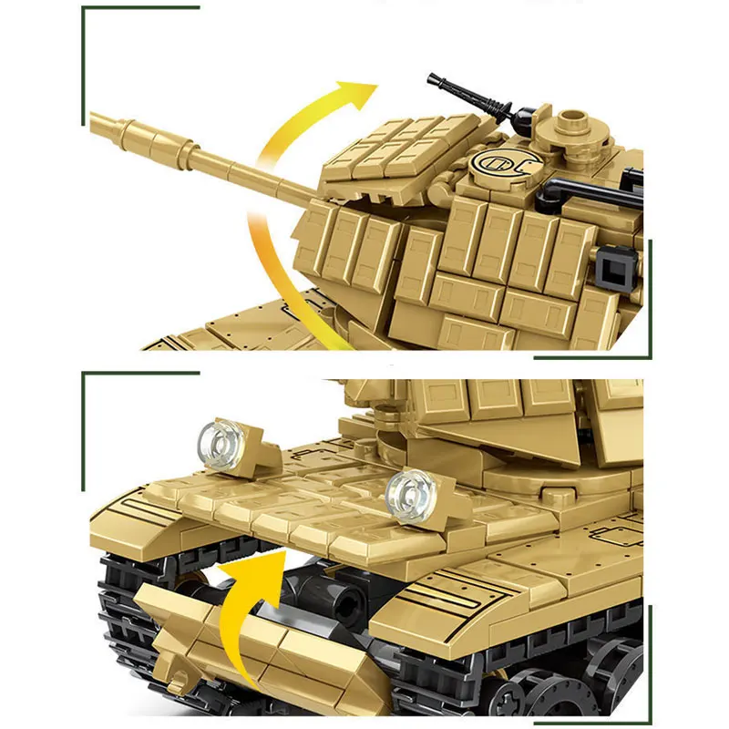602PCS M60 ถัง Building Blocks,รถหุ้มเกราะปริศนาของเล่นประกอบรุ่นทําด้วยมือ DIY ตกแต่งห้อง,ของขวัญเด็ก