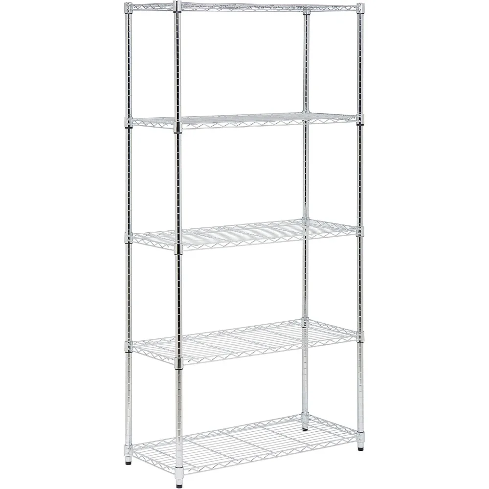 Honey-Can-Do 5-Tier Adjustable Shelving Unit, Chrome SHF-09685 Chrome, 1750lbs (350-lb Weight Capacity Per Shelf)