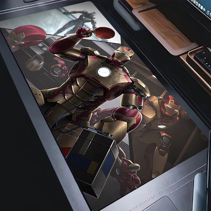 Mouse Pad Extended Gaming Mousepad With Stitched Edges Desktop Mat Non-Slip Base Computer Iron Man Anime Keyboard Pad For Laptop