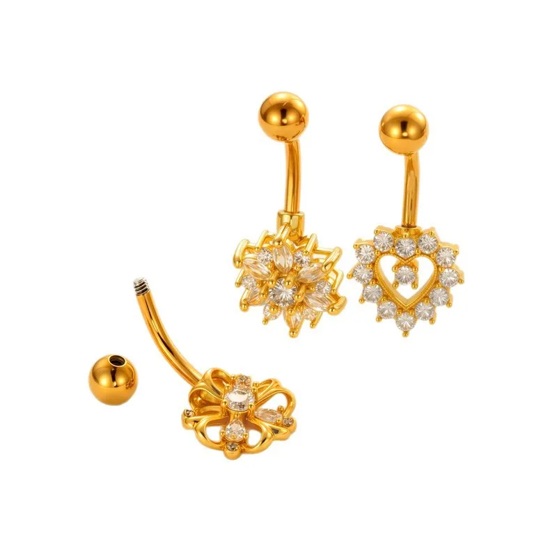 تشيكوسلوفاكيا الزركون ندفة الثلج 14 جرام الفولاذ المقاوم للصدأ البطن زر خواتم عطلة السرة الحديد ثقب للنساء مثير مجوهرات اكسسوارات