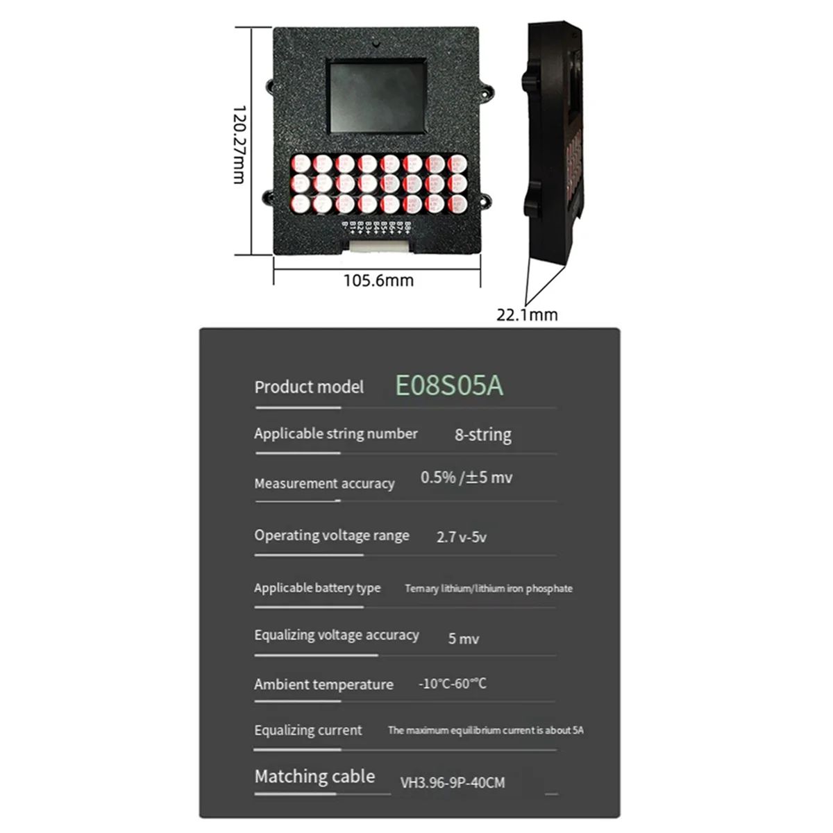 SEMOIC 8s موازن نشط مع عرض الجهد TFT Lipo/Lifepo4 بطارية جهاز قياس الجهد الكهربائي 8s 5a معادل نقل الطاقة