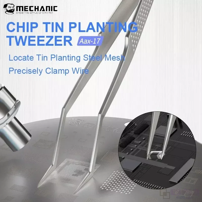 Original Mechanic Professional Precision Tin Positioning Tweezers Non Magnetic Non-slip Stainless Steel Clamps for IC Chip