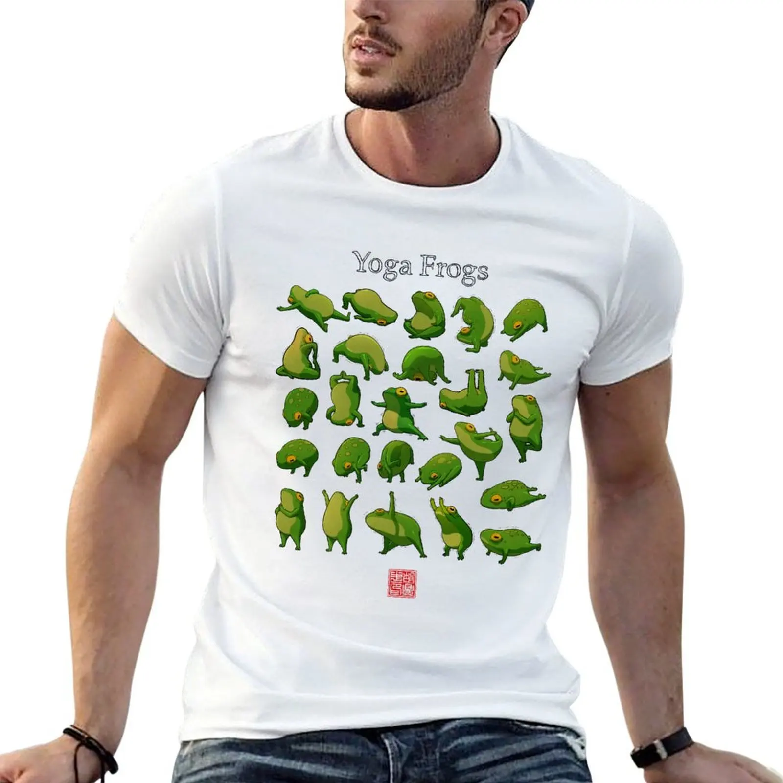 Yoga Frogs Poster With Text T-Shirt Outdoor Working T-Shirt