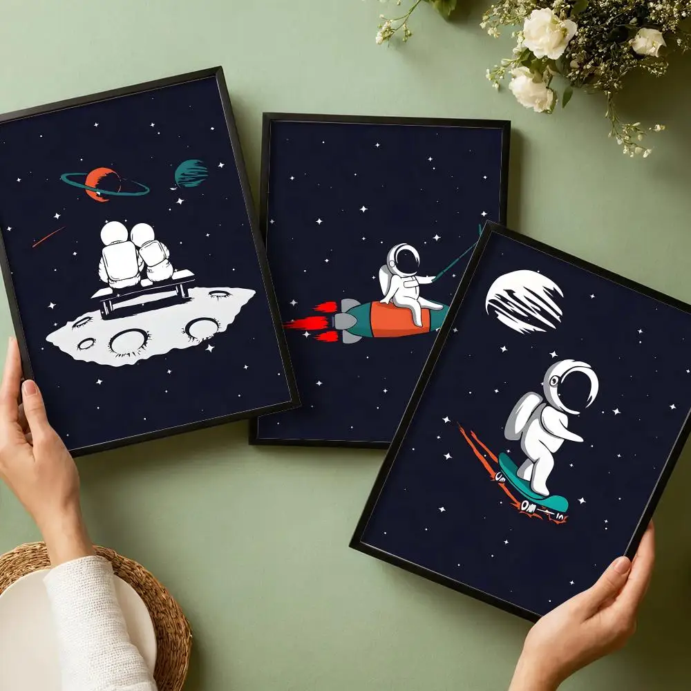 Space Poster Stickers HD Painting Self-Adhesive Art for Bedroom Living Room Home Decor Modern Wall Decals Gift