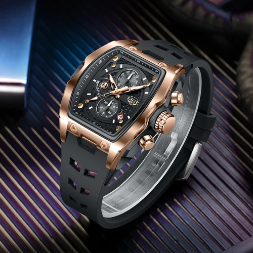 Imagen 2 del producto Reloj LIGE para hombre, reloj de pulsera de cuarzo resistente al agua de lujo, cronógrafo luminoso con fecha, reloj deportivo de silicona, relojes para hombre, relojes + caja