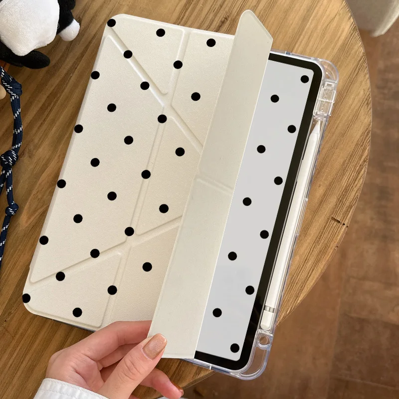 

Black Polka Dots New Tablet Case For iPad Pro 11 12.9in 13 M4 M5 Case 9.7 10.2 5/6th 7/8/9 10 11th Mini 6 7 Air 3 4 5 6 7 Cover
