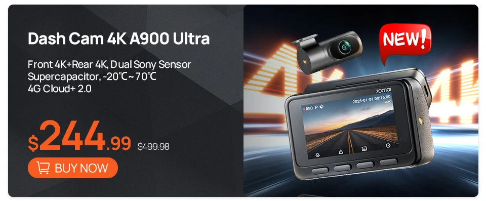 Global Version 70mai Dash Cam 4K Omni X800 360° Rotating Dual-Channel HDR Supported 4G Compatible Supercapacitor 70mai X800 Omni