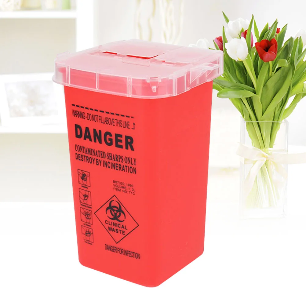 صندوق الأدوات الحادة للتخلص من الإبرة باللون الأحمر المتين لتخزين النفايات الطبية للسفر والعيادة المنزلية واستخدام حاوية الإبر والتخلص من الأدوات الحادة
