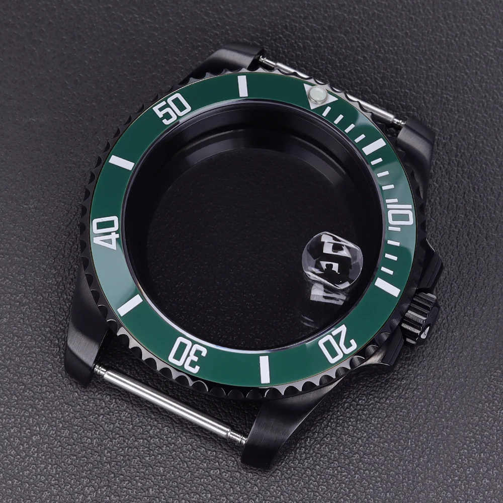 40 مللي متر أسود NH35 ساعة مع كريستال الياقوت 120 انقر ل SUB GMT NH35 NH36 NH34 NH38 8215 Eta2824 حركة 200 متر مقاوم للماء #6