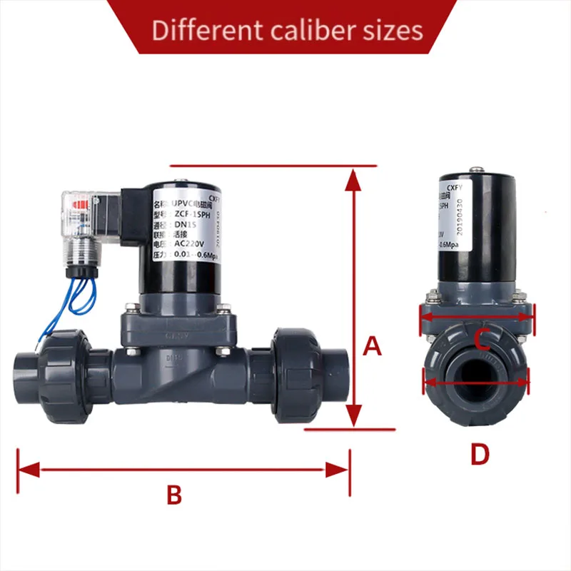 1~3PCS With a loose 4 Points PVC Solenoid Valve Double Oil 220V 6 Points Anti-Corrosion Acid And Alkali Solenoid Valve DN15 DN25